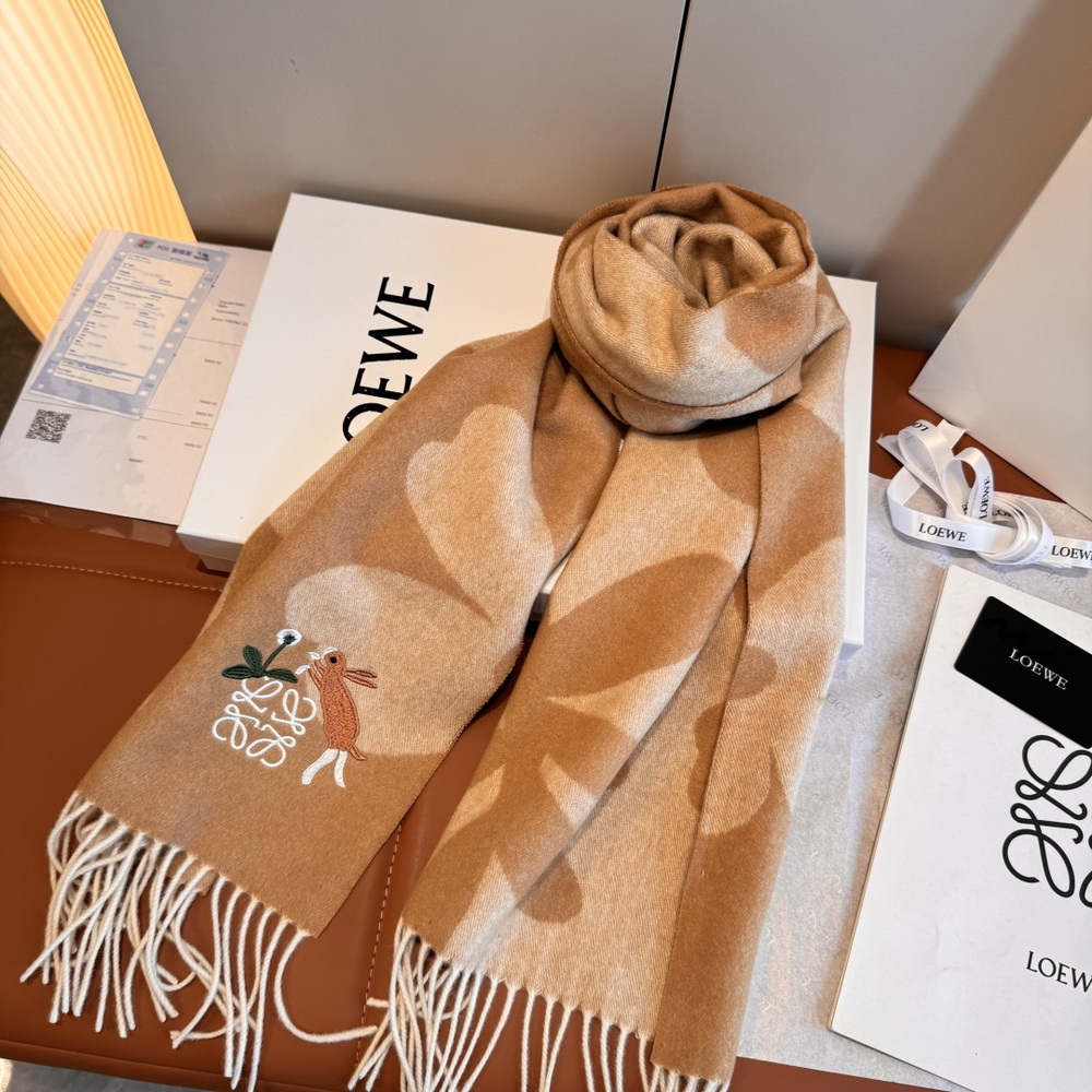 Loewe logo pattern khaki-colored scarf